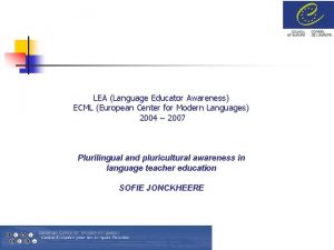 LEA Language Educator Awareness ECML European Center for
