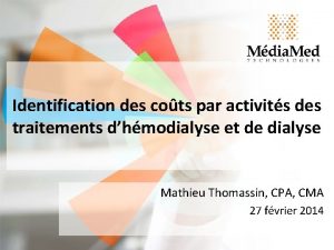 Identification des cots par activits des traitements dhmodialyse