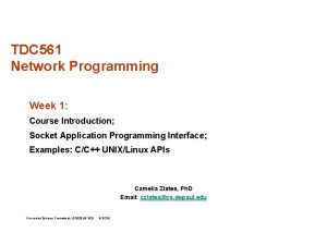 TDC 561 Network Programming Week 1 Course Introduction