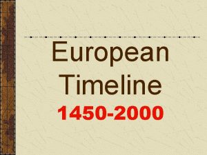 European Timeline 1450 2000 Donatello Father of Renaissance