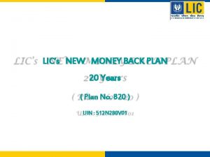 LICs NEW MONEY BACK PLAN 20 Years Plan