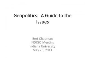 Geopolitics A Guide to the Issues Bert Chapman