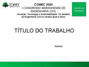 COMEC 2020 I CONGRESSO MARANHENSE DE ENGENHARIA CIVIL