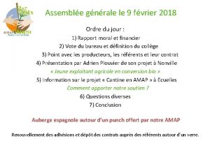 Assemble gnrale le 9 fvrier 2018 Ordre du