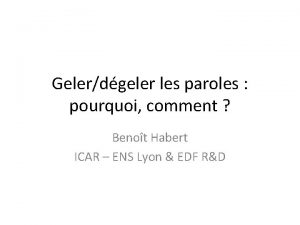 Gelerdgeler les paroles pourquoi comment Benot Habert ICAR