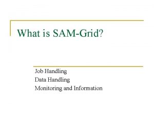 What is SAMGrid Job Handling Data Handling Monitoring