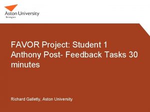 FAVOR Project Student 1 Anthony Post Feedback Tasks