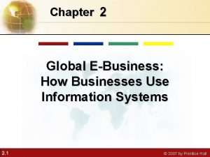 Chapter 2 Global EBusiness How Businesses Use Information