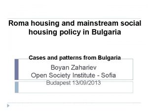 Roma housing and mainstream social housing policy in