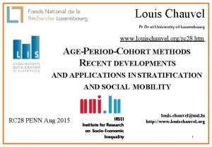 Louis Chauvel Pr Dr at University of Luxembourg