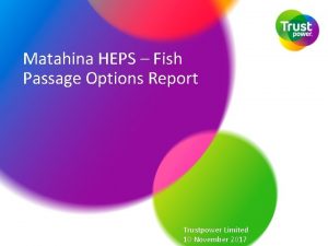 Matahina HEPS Fish Passage Options Report Trustpower Limited