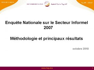 Enqute Nationale sur le Secteur Informel 2007 Mthodologie