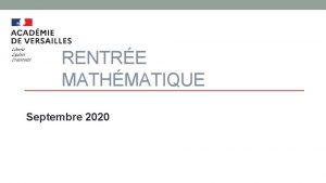 RENTRE MATHMATIQUE Septembre 2020 Collge Plan de la