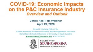 COVID19 Economic Impacts on the PC Insurance Industry