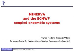 MINERVA and the ECMWF coupled ensemble systems Franco