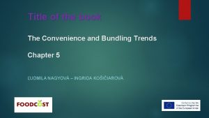 Title of the book The Convenience and Bundling