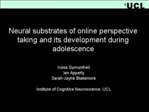 Title UCL Neural substrates of online perspective taking