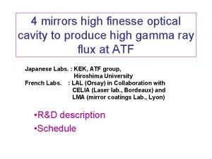 4 mirrors high finesse optical cavity to produce