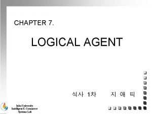 CHAPTER 7 LOGICAL AGENT 1 Inha University Intelligent