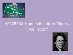 HERZBERG Human Relations Theory Two Factor 1959 Frederick