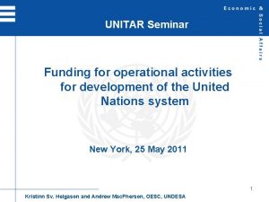 UNITAR Seminar Funding for operational activities for development