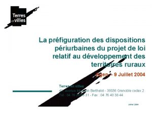 La prfiguration des dispositions priurbaines du projet de