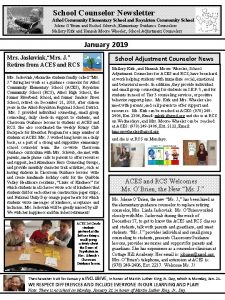 School Counselor Newsletter Athol Community Elementary School and