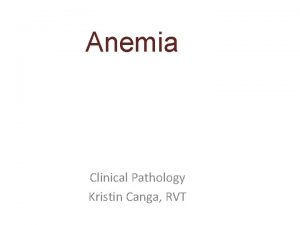 Anemia Clinical Pathology Kristin Canga RVT Reading Assignment