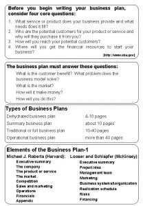 Before you begin writing your business plan consider