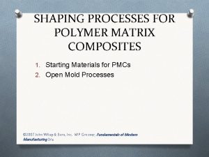 SHAPING PROCESSES FOR POLYMER MATRIX COMPOSITES 1 Starting