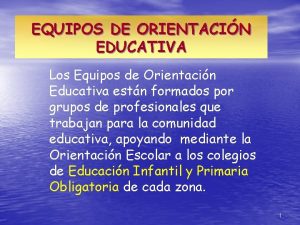 EQUIPOS DE ORIENTACIN EDUCATIVA Los Equipos de Orientacin