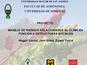 UNIVERSIDAD MAYOR DE SAN ANDRES FACULTAD DE AGRONOMIAUNIVERSIDAD