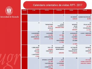 Calendario orientativo de visitas RPT 2017 MARZO Lunes