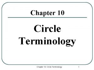 Chapter 10 Circle Terminology Chapter 10 Circle Terminology