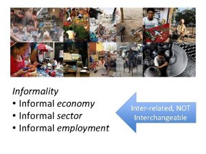 Informality Informal economy Informal sector Informal employment Interrelated