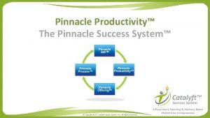 Pinnacle Productivity The Pinnacle Success System Copyright 2015