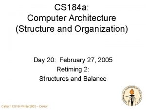 CS 184 a Computer Architecture Structure and Organization