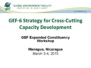 GEF6 Strategy for CrossCutting Capacity Development GEF Expanded