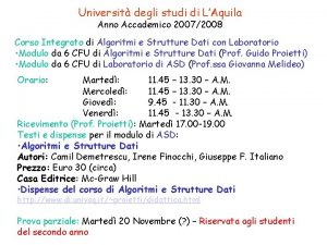 Universit degli studi di LAquila Anno Accademico 20072008