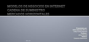 MODELOS DE NEGOCIOS EN INTERNET CADENA DE SUMINISTRO