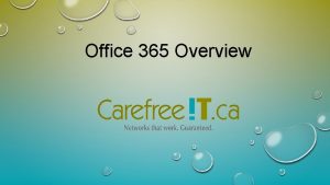 Office 365 Overview INTRODUCTION TO OFFICE 365 Office