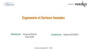 Ergonomie et facteurs humains Ralis par Mohamed FRIKHA