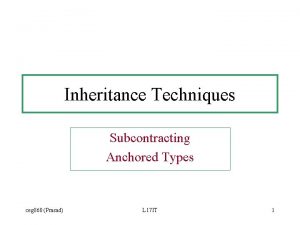 Inheritance Techniques Subcontracting Anchored Types ceg 860 Prasad
