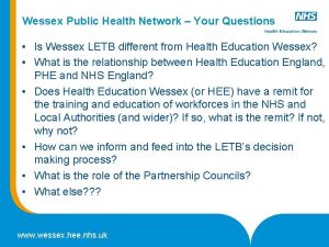 Wessex Public Health Network Your Questions Is Wessex