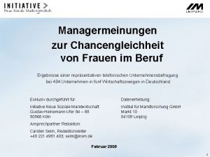 Managermeinungen zur Chancengleichheit von Frauen im Beruf Ergebnisse