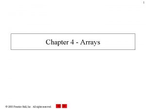 1 Chapter 4 Arrays 2003 Prentice Hall Inc