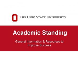 Academic Standing General Information Resources to Improve Success