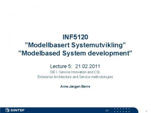 INF 5120 Modellbasert Systemutvikling Modelbased System development Lecture