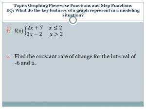 Topic Graphing Piecewise Functions and Step Functions EQ