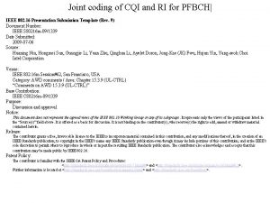 Joint coding of CQI and RI for PFBCH